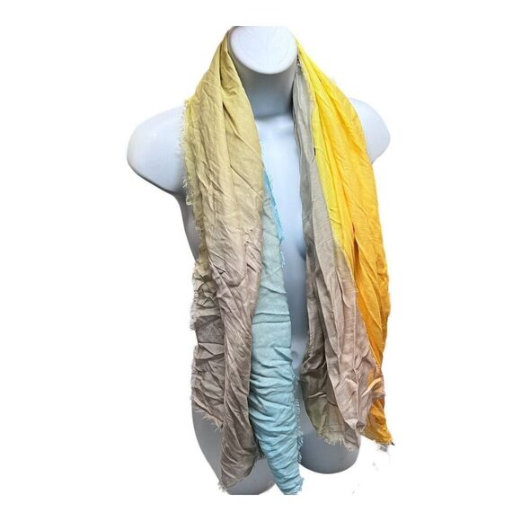 Karl Lagerfeld Paris Scarf Silk Blend Sun Bleached Square Blue Logo Fall Layer - Picture 6 of 12